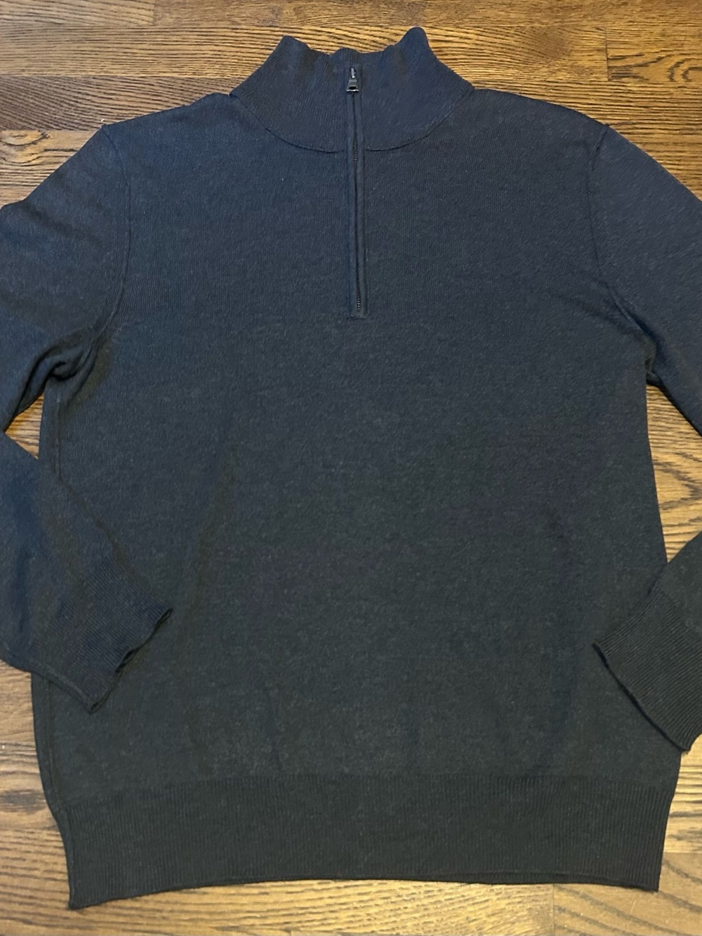 Cashmere and silk Men's Zip Mock Neck Sweater - Charcoal 208